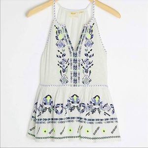 White Maeve Neela Embroidered Babydoll Blouse Large